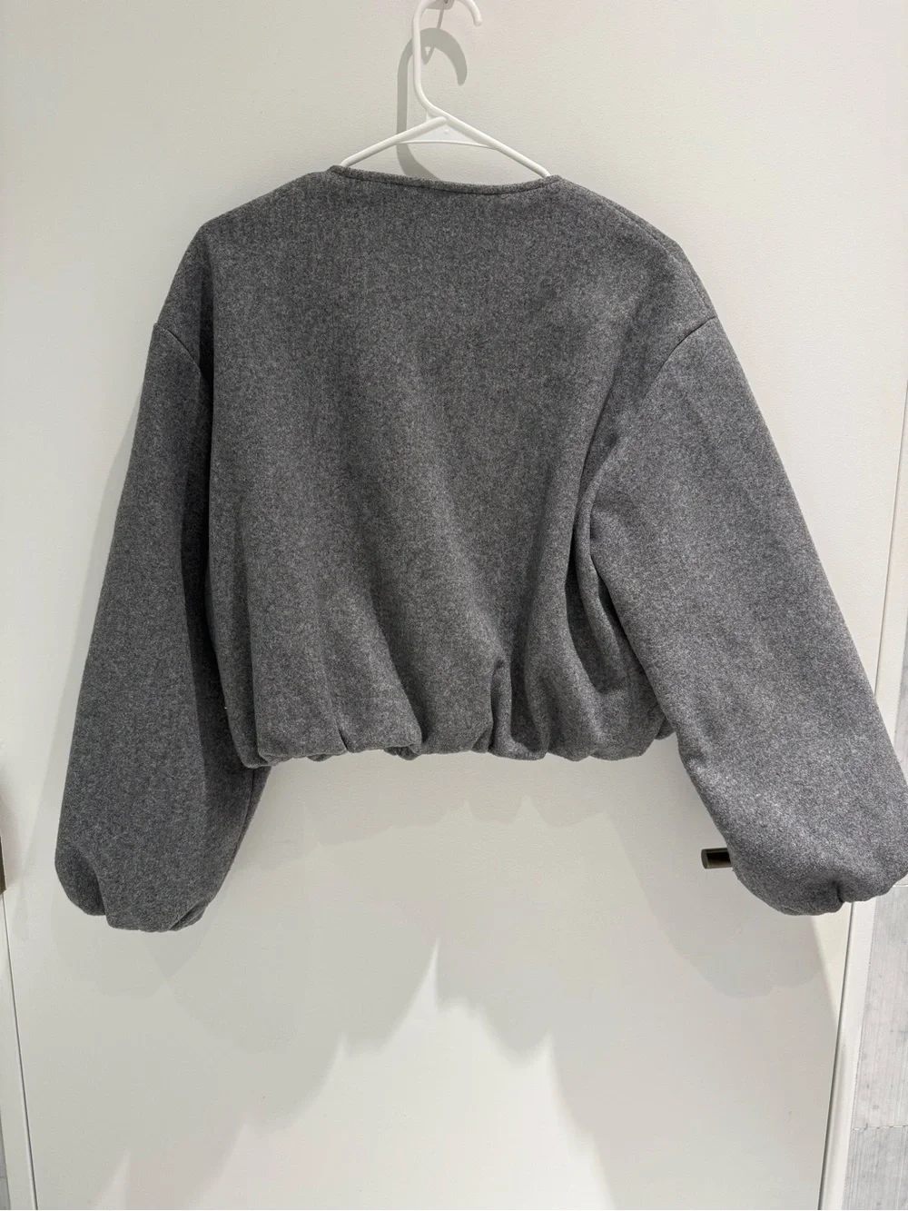 Zara Gray Cropped Zip Bomber Jacket - Picture 2 of 3